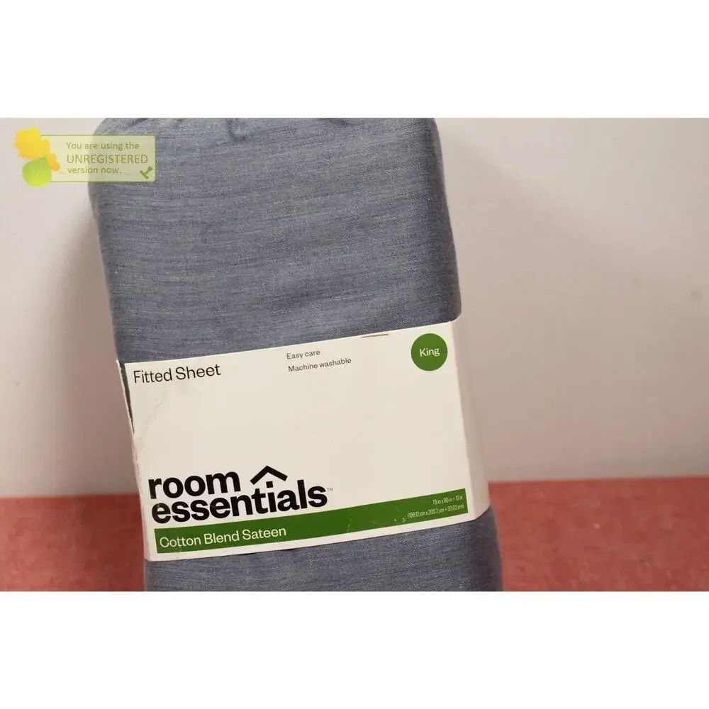Room Essentials Easy Care Cotton Blend Sateen Fitted Sheet Navy King* #